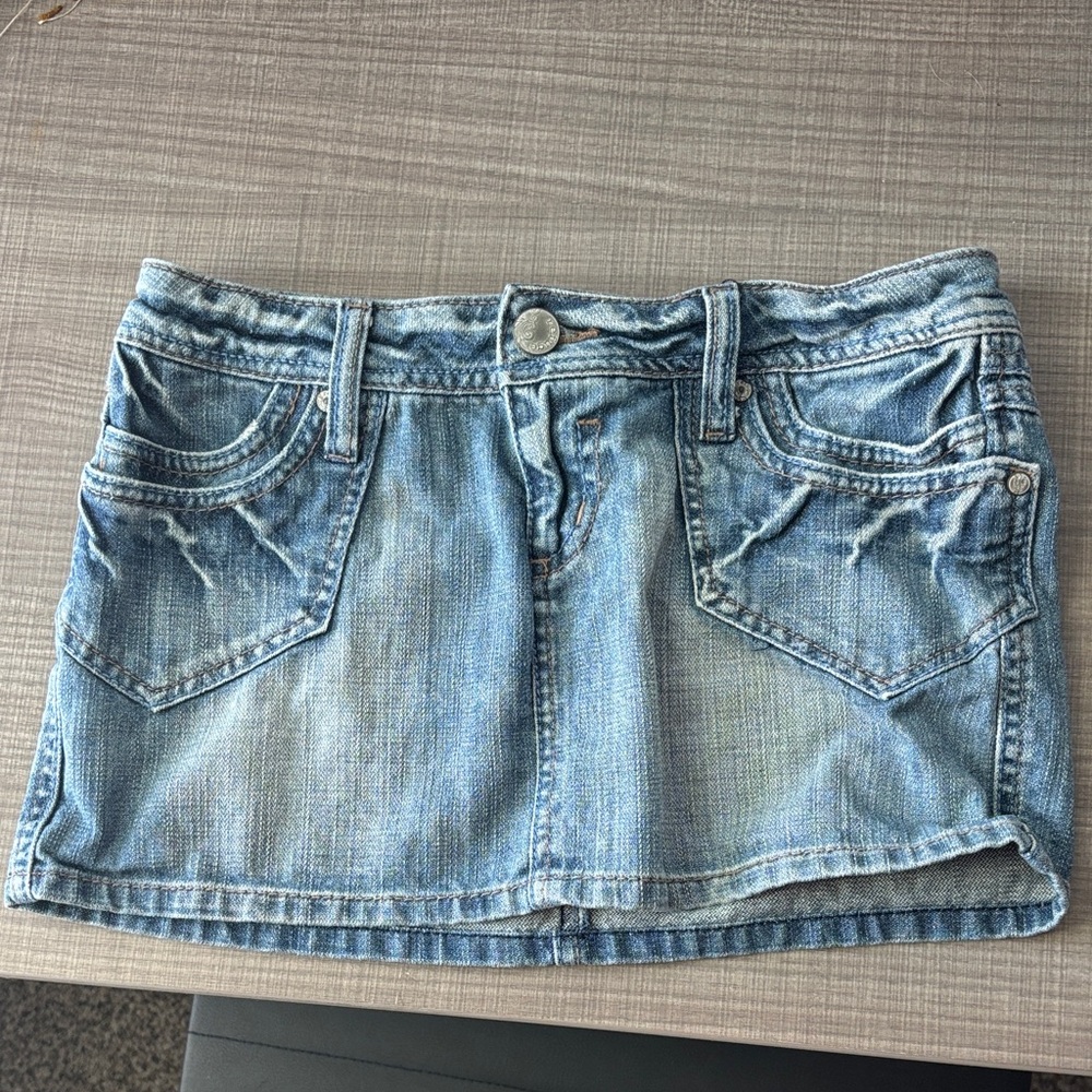 Refuge Light Blue Denim Mini Skirt